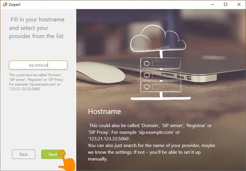 Zoiper - Serveradresse