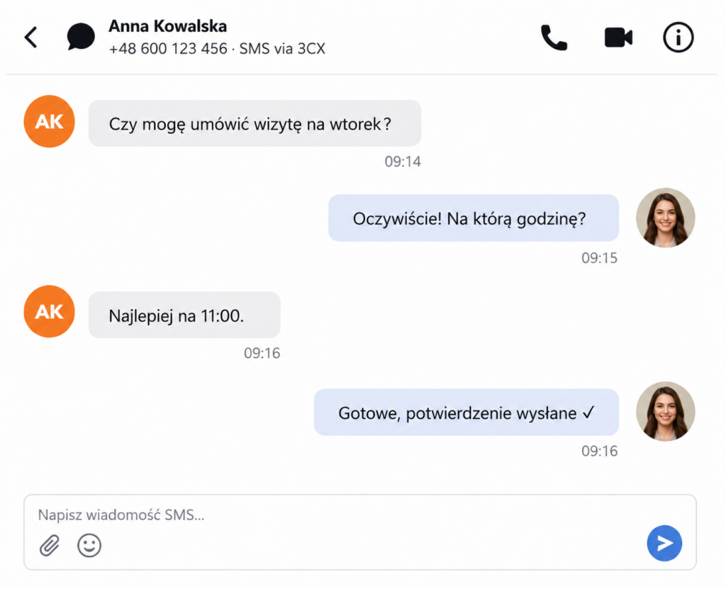 Text and voice conversation history in the 3CX app