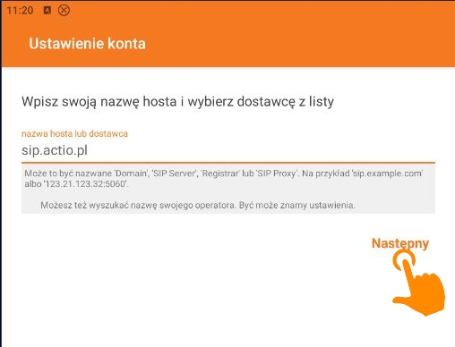 Zoiper - налаштування сервера sip.actio.pl