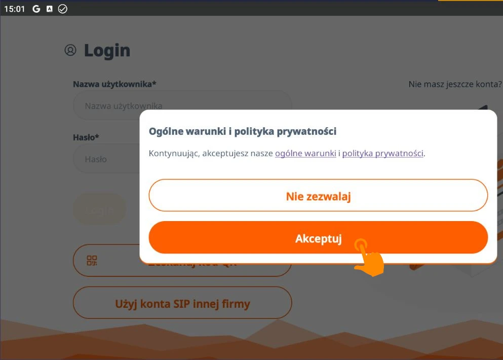 Linphone - погодження з правилами