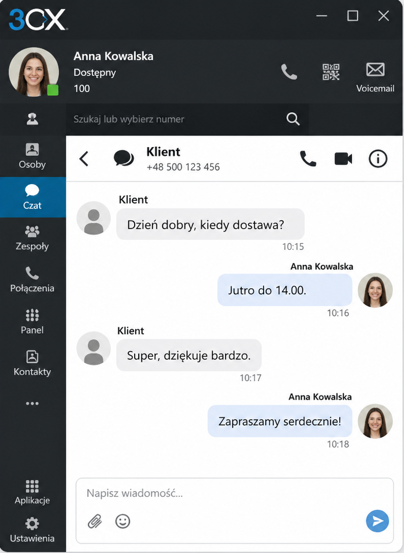 SMS та дзвінки у додатку 3CX від ACTIO